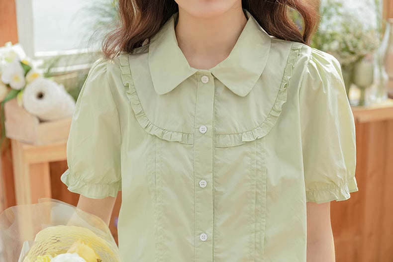 Zesty Puff Sleeve Blouse (Green)