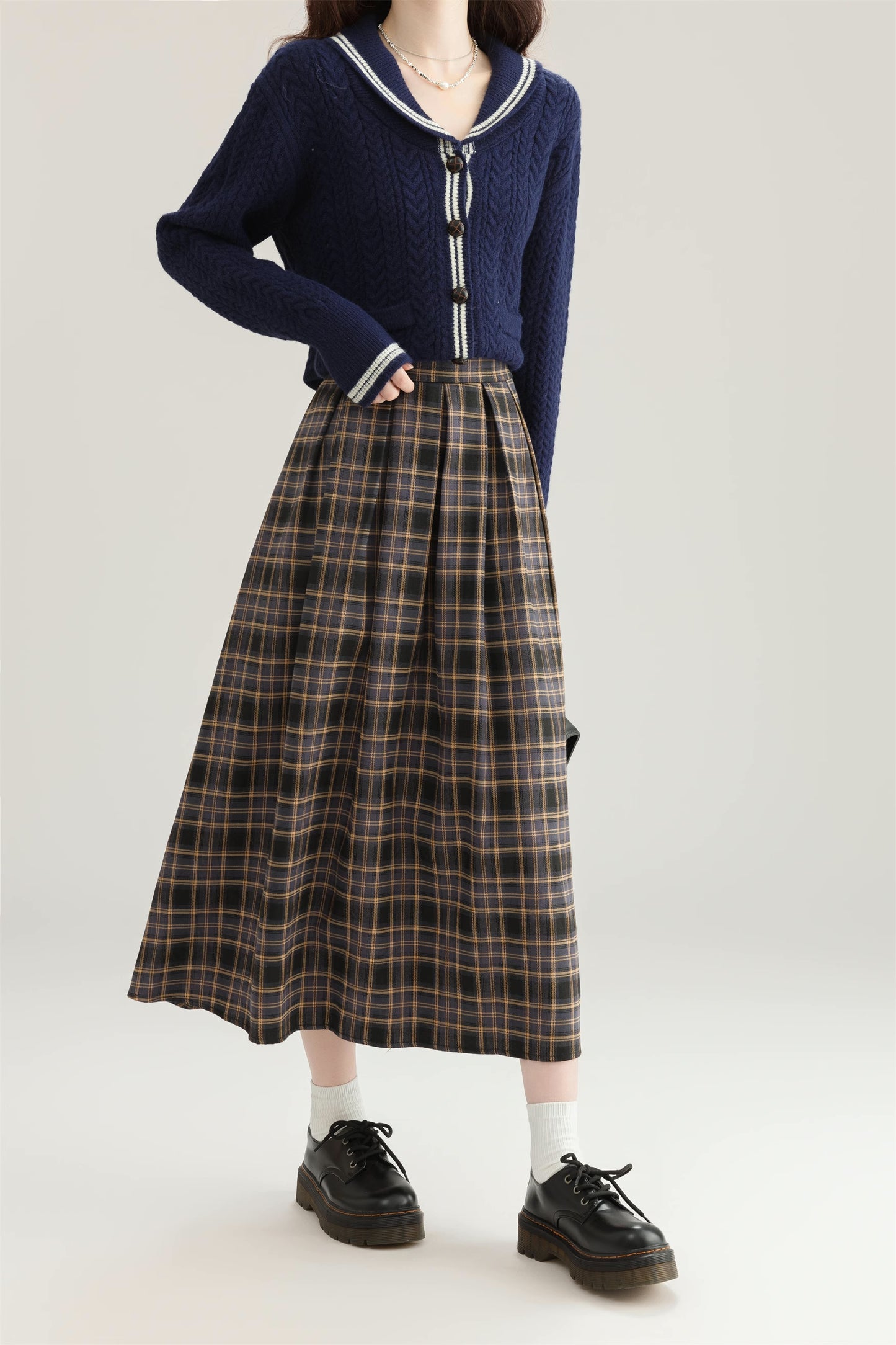 Autumnal Plaid Midi Skirt (3 Colors)
