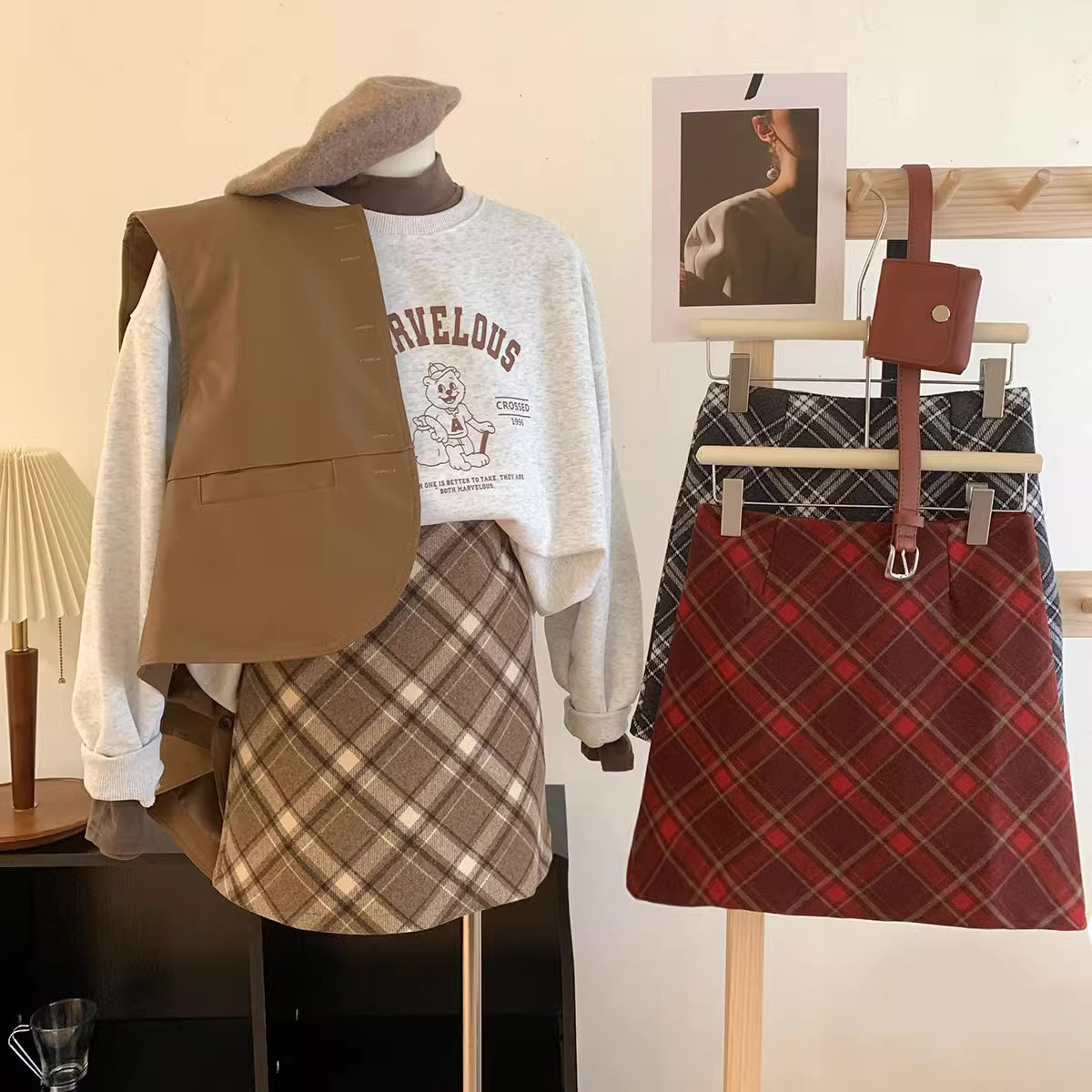 Biscuit Plaid Mini Skirt (3 Colors)
