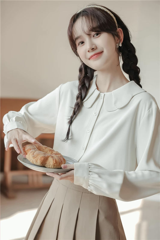 Petal Collar Blouse (Beige)