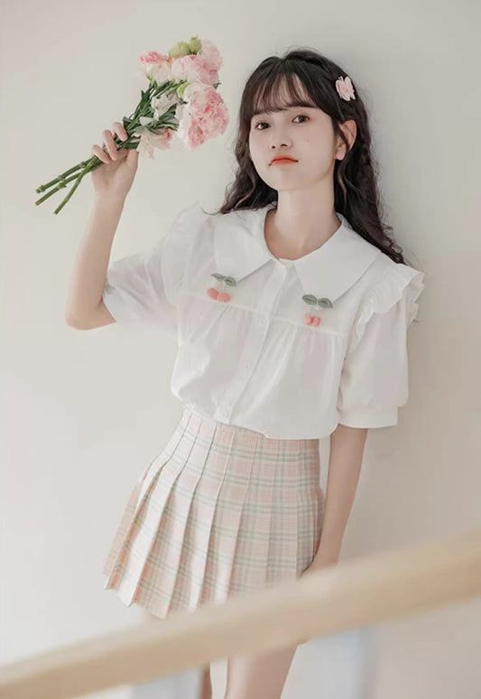 Cherry Tips Blouse (White)
