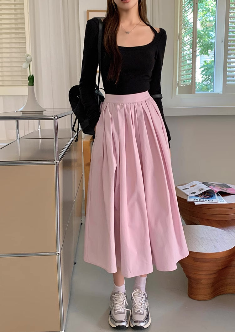 Sakura Pleated Midi Skirt (Pink)