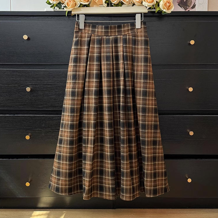 Autumnal Plaid Midi Skirt (3 Colors)