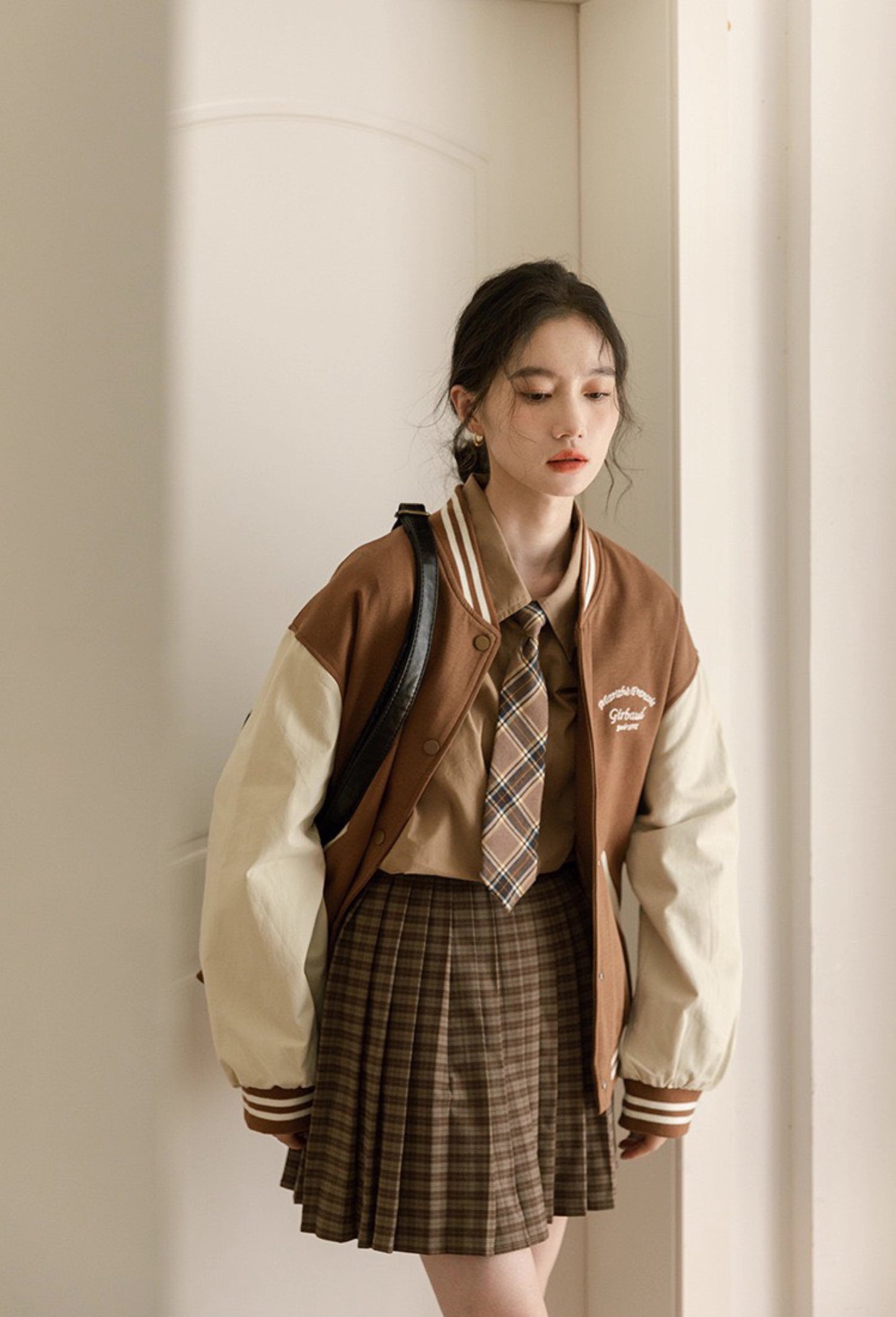 Boyfriend Baseball Jacket (Brown)