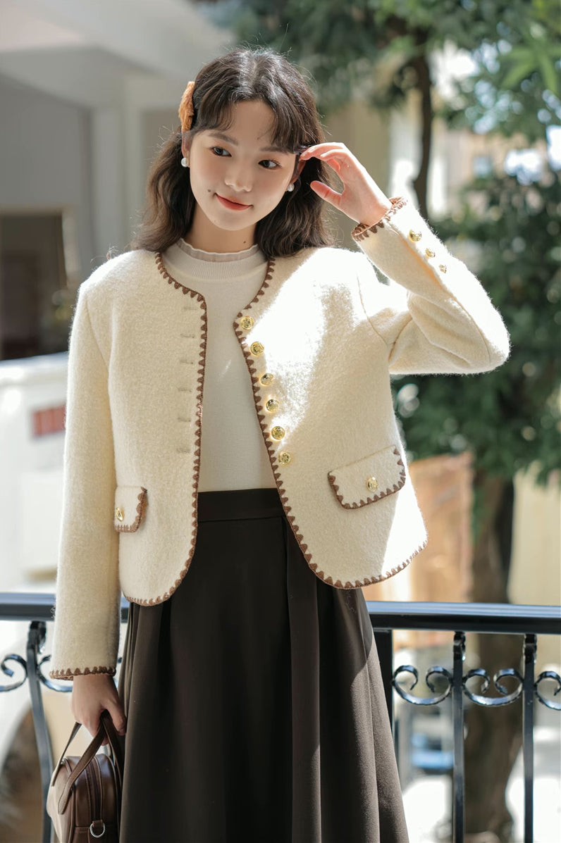 Boucle Tweed Jacket (Cream)