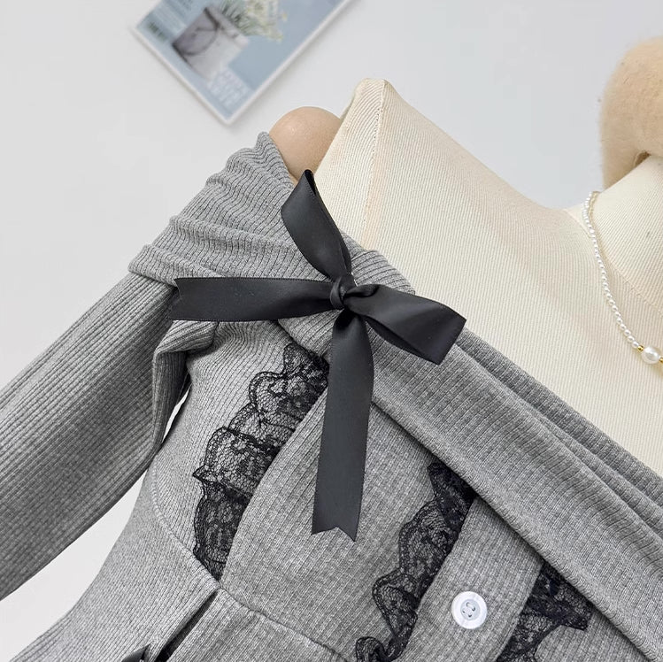 Ballet Lace Knitted Two-Piece Set (2 Colors)