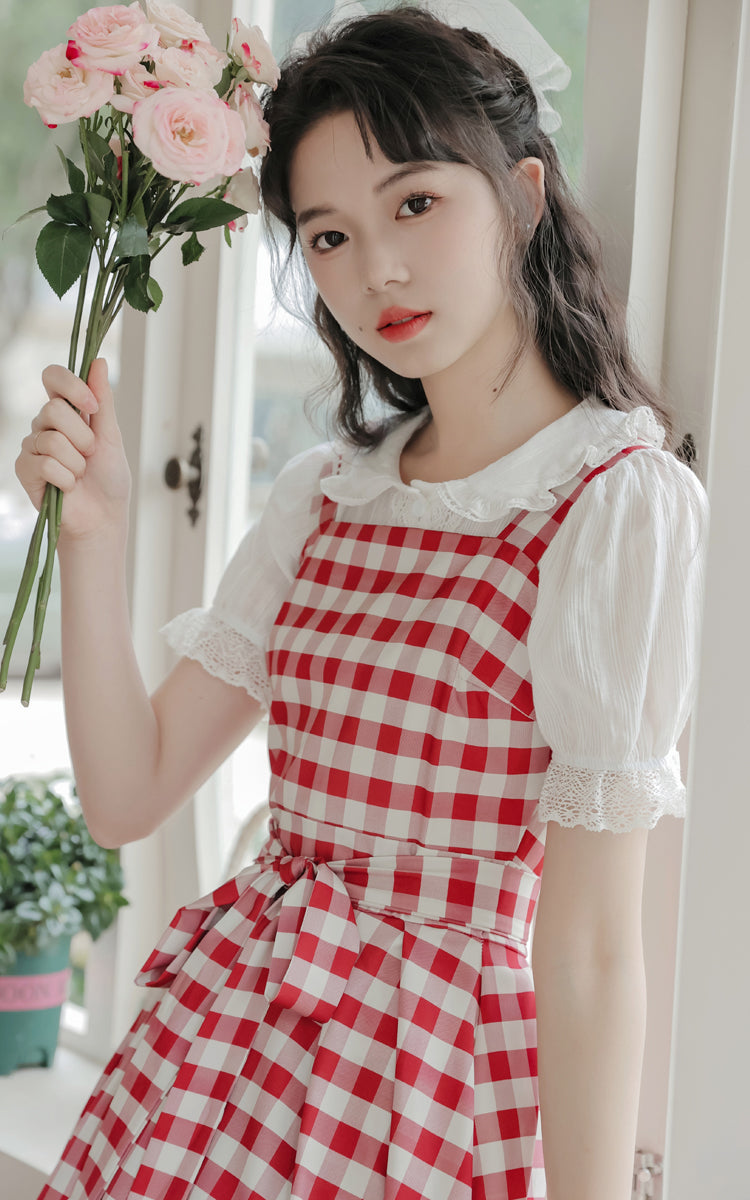 Gingham Picnic Cami Dress (Red)