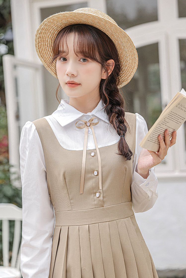 Journalist Prep Twofer Mini Dress (Khaki)