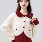 Sweetheart Cropped Cardigan (White/Red)