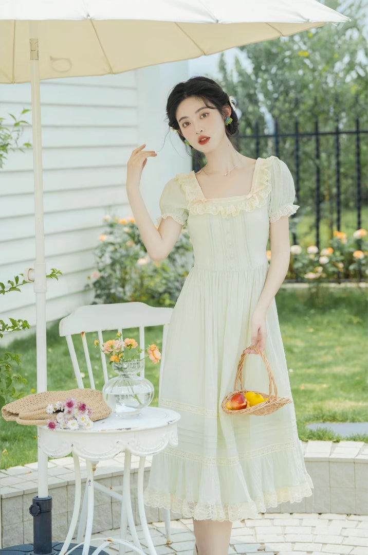 Sorbet Lace Midi Dress (Mint)