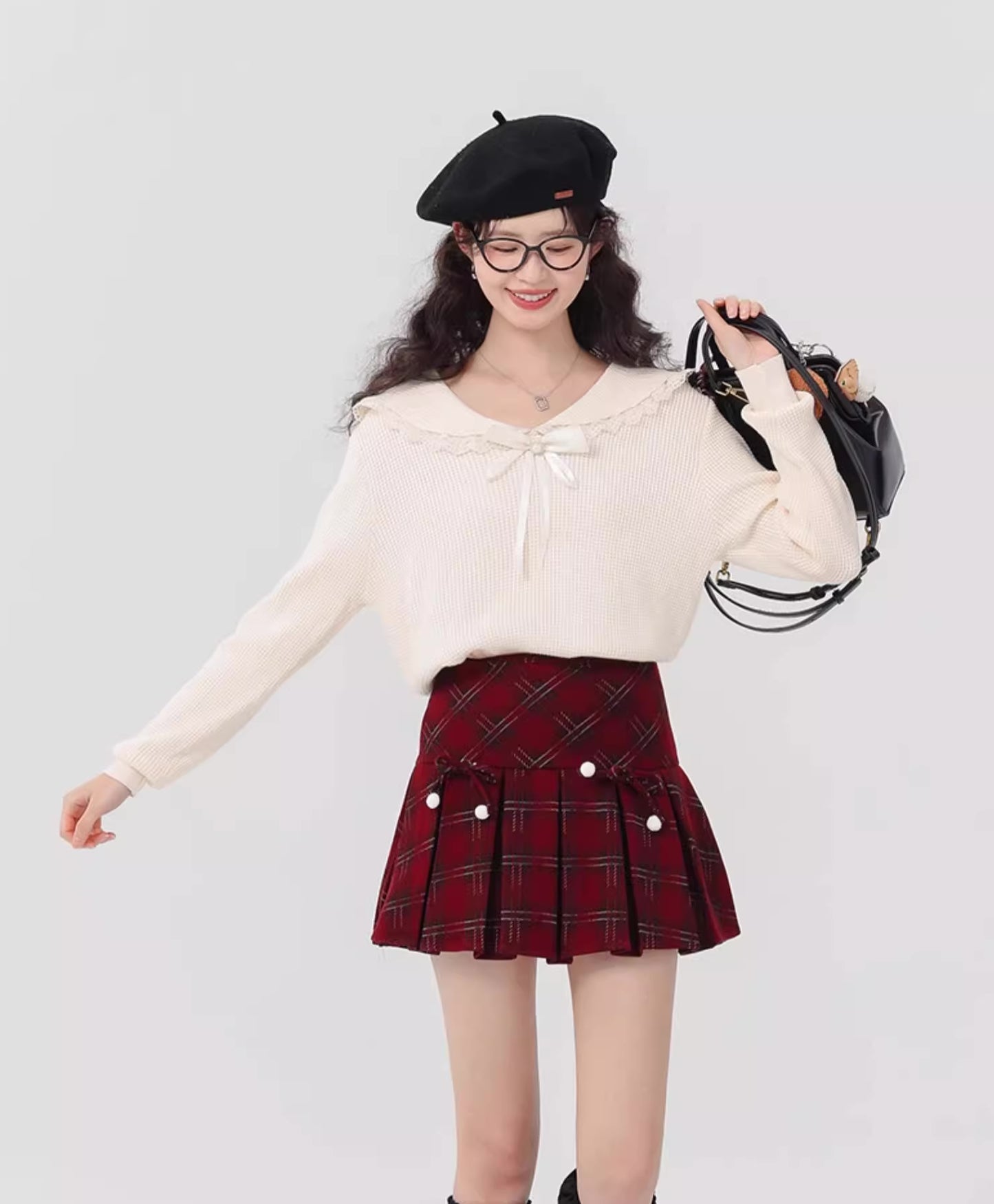 Pom Pom Plaid Mini Skirt (3 Colors)