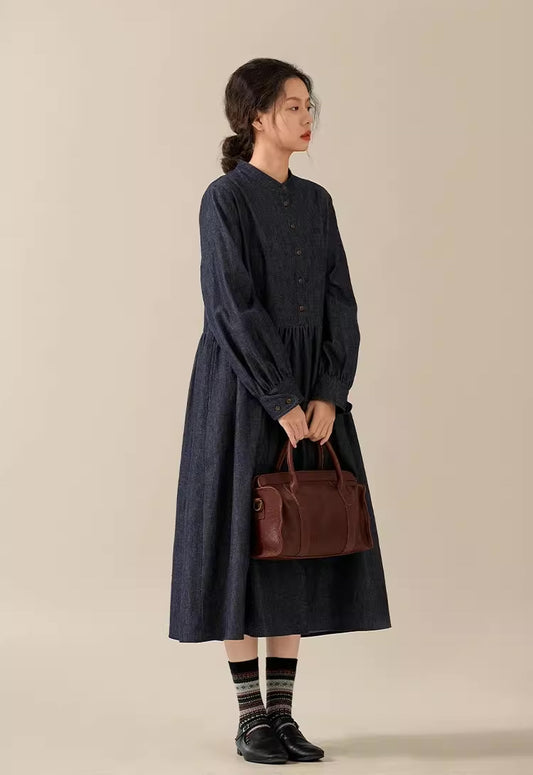 Comfort Denim Midi Dress (Dark Wash)