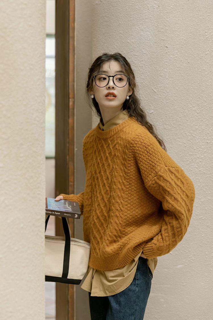 Braided Cable Knit Sweater (2 Colors)