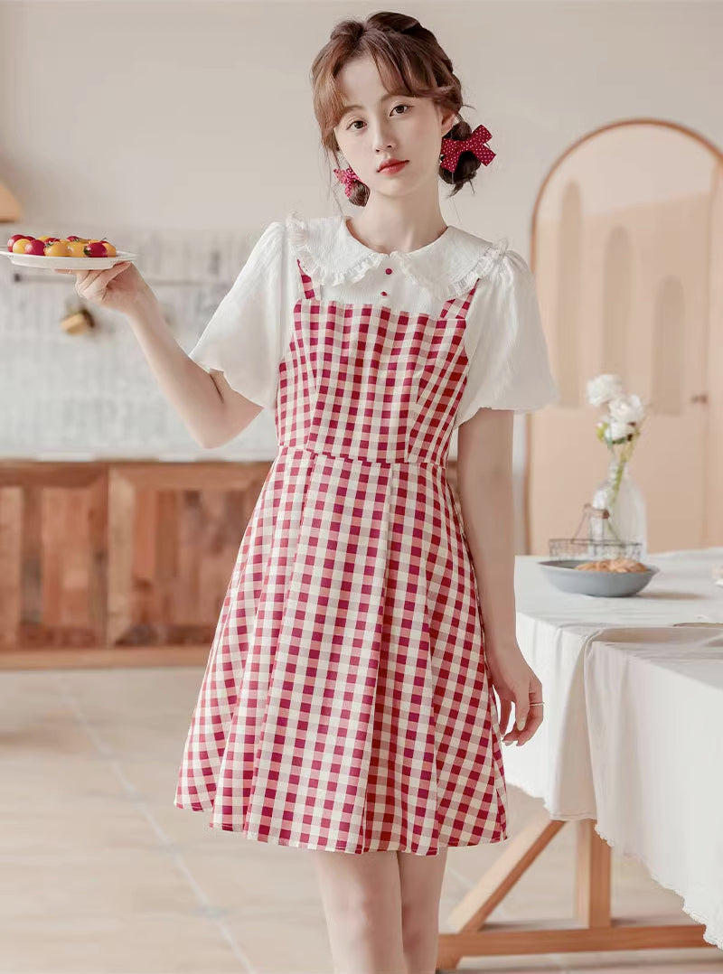 Gingham Twofer Mini Dress (2 Colors)