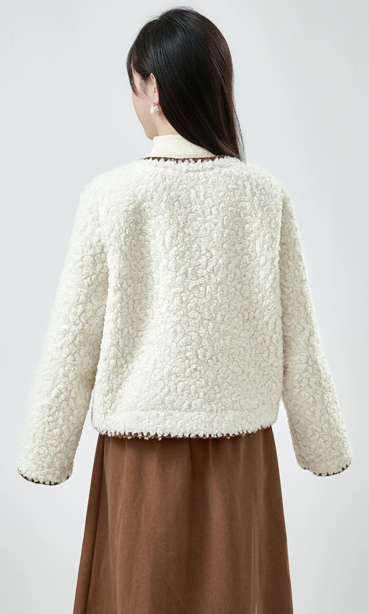 Faux Sherpa Wool Jacket (Cream)