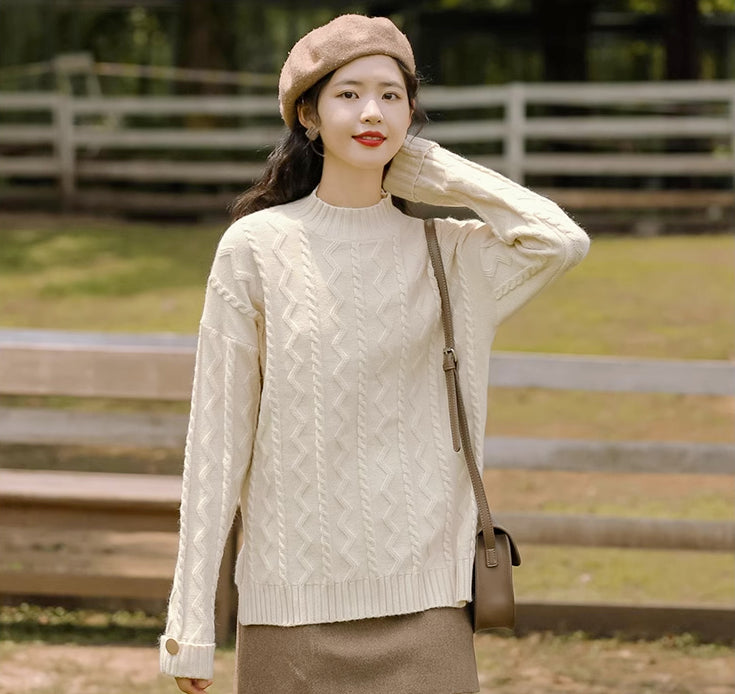 Ziggy Mock Neck Sweater (Cream)