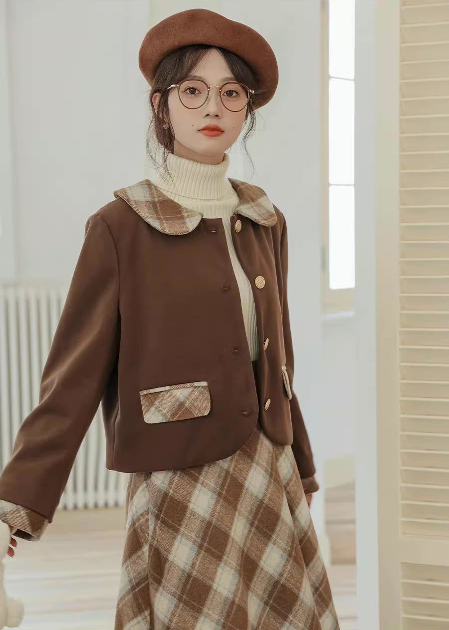 Toasted Plaid Tweed Midi Set (2 Colors)