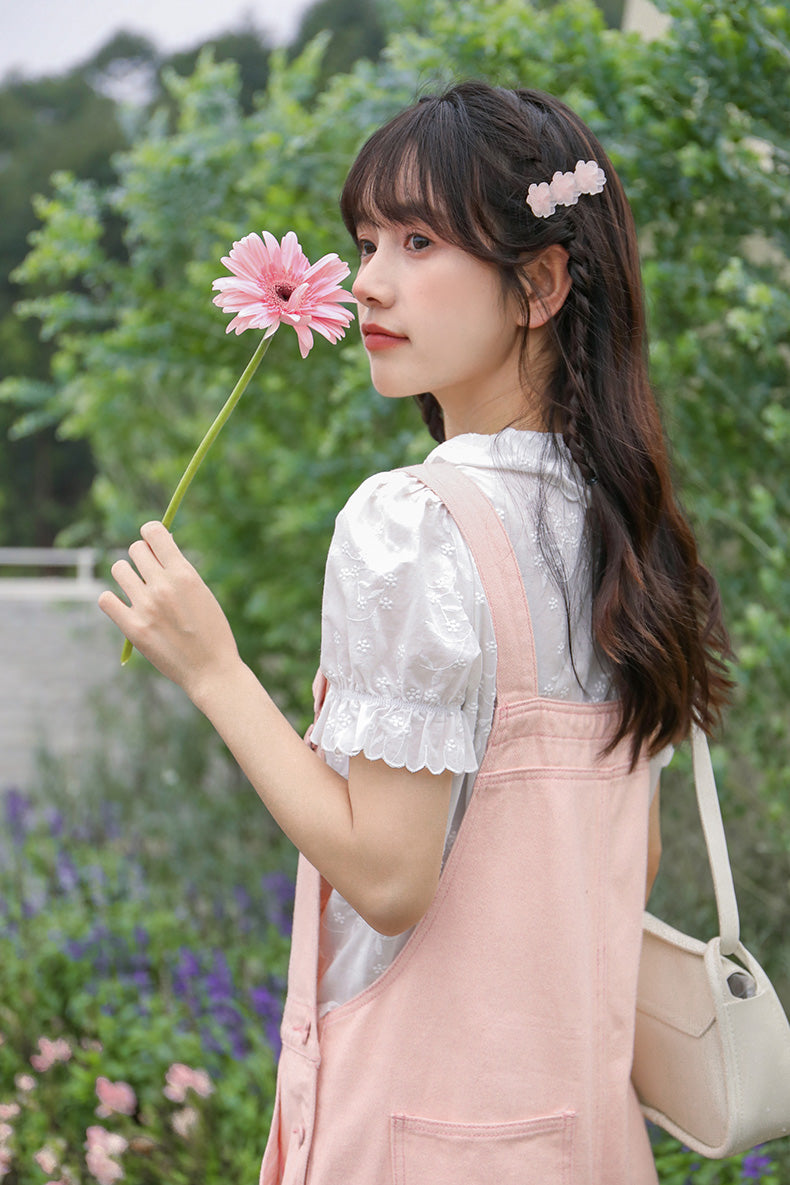 Sweet Heart Short Overalls (Pink)