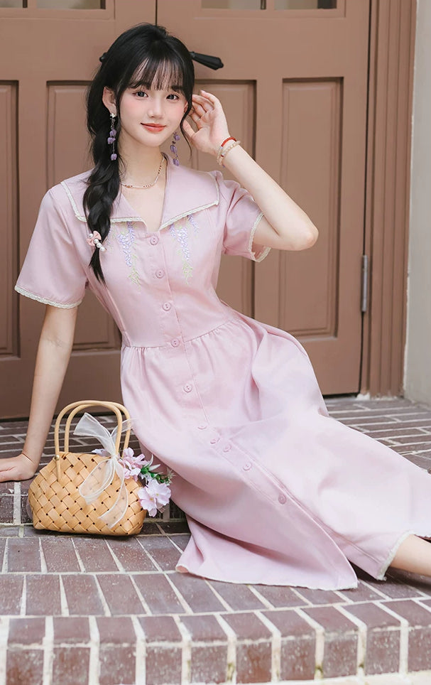 Wisteria Midi Shirt Dress (Lilac)