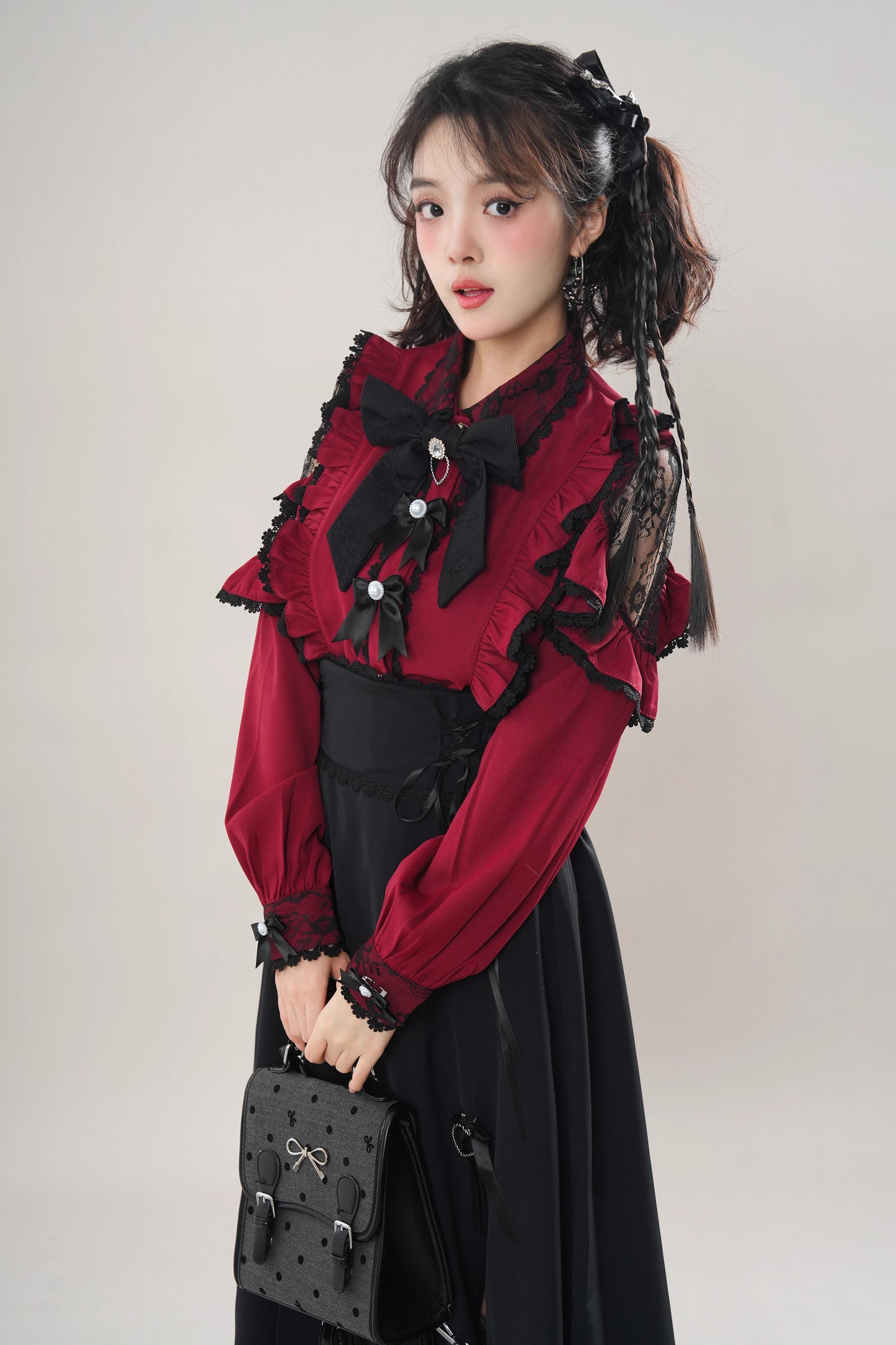 My Villain Arc Blouse & Skirt (Maroon/Black)