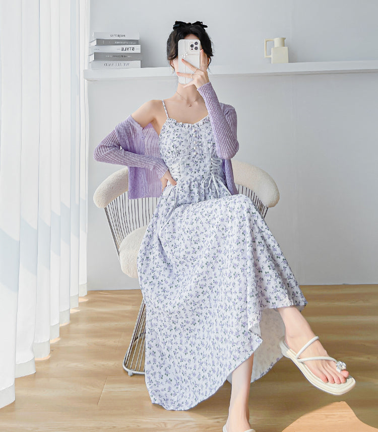 Lavender Haze Lace Up Cami Dress (Purple)