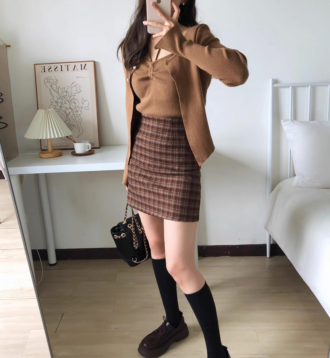 Cinnamon Spice Plaid Skirt (2 Colors)