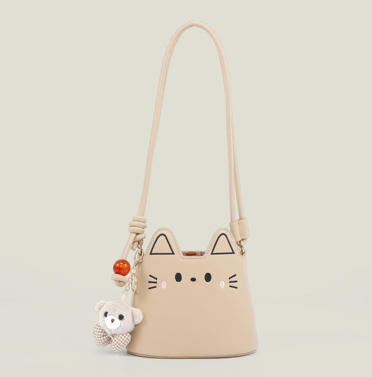 Cat Bucket Bag (Beige)