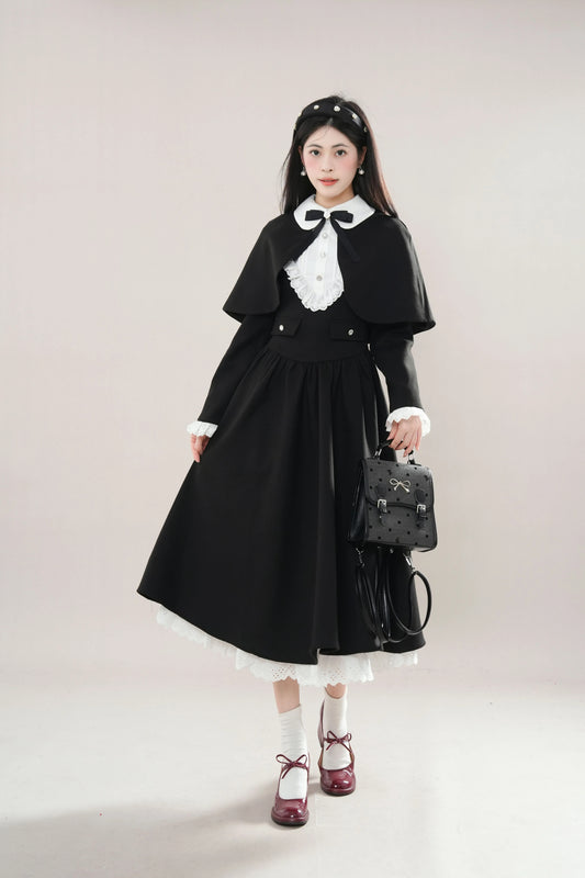 Kuromi Capelet Midi Dress (Black)