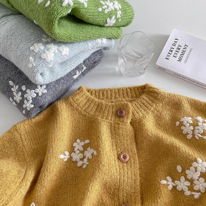 Ditsy Floral Round Neck Cardigan (4 Colors)