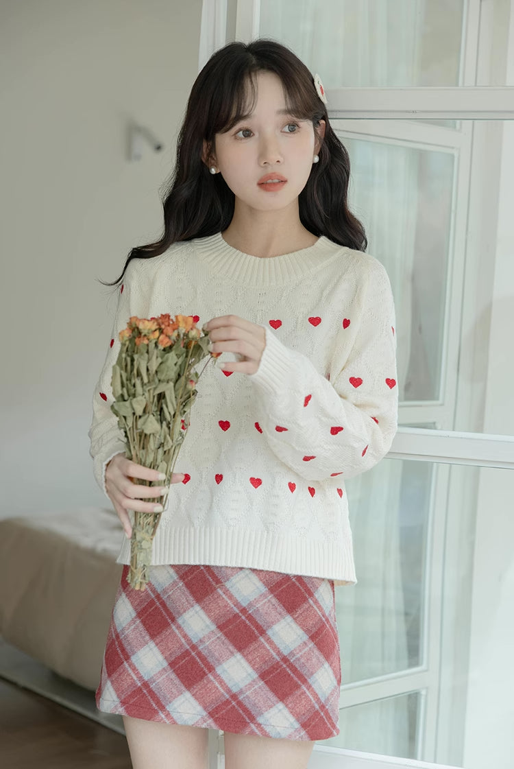 Little Hearts Embroidered Sweater (2 Colors)
