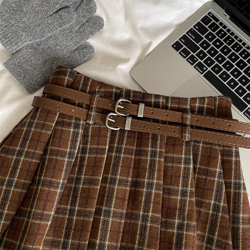 Nutmeg Plaid Mini Pleated Skirt (2 Colors)