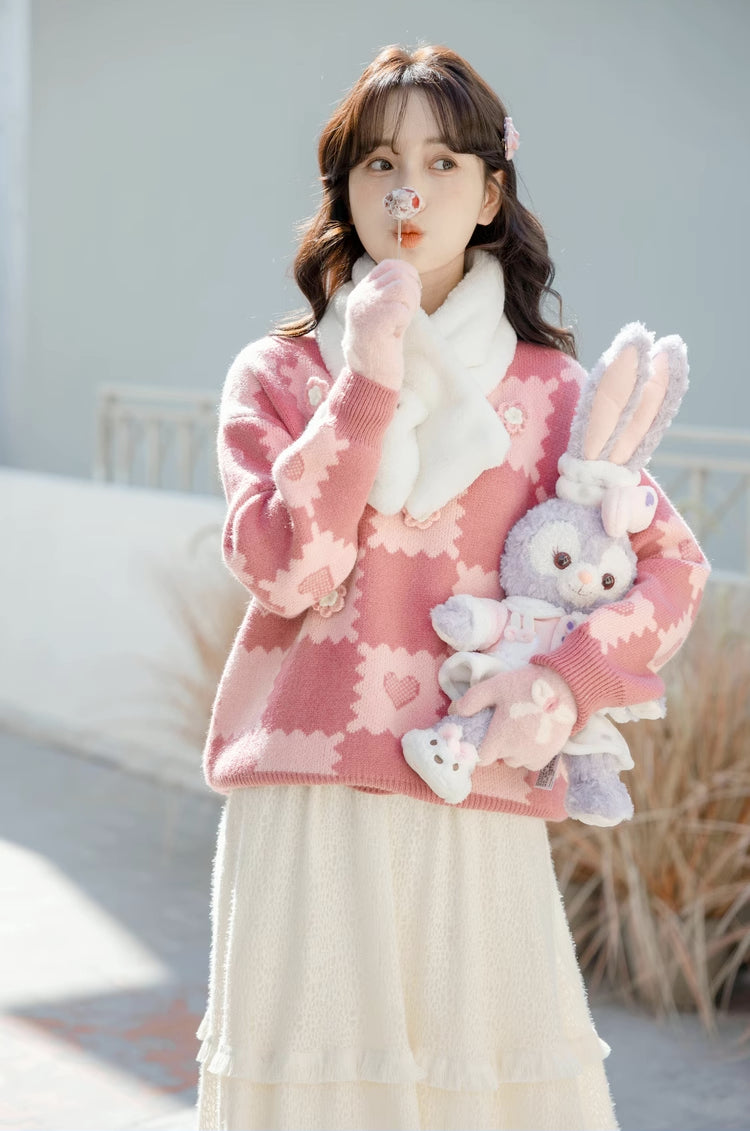 Checkerboard Biscuit Sweater (2 Colors)