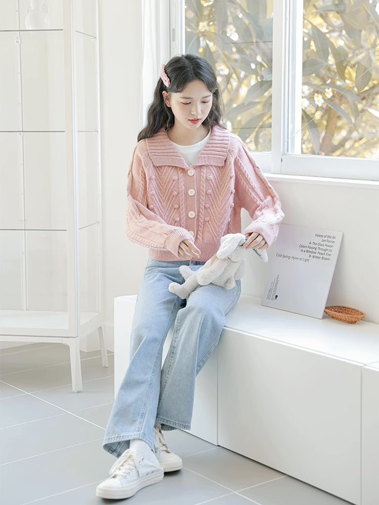 Pom Pom Polo Cardigan (2 Colors)