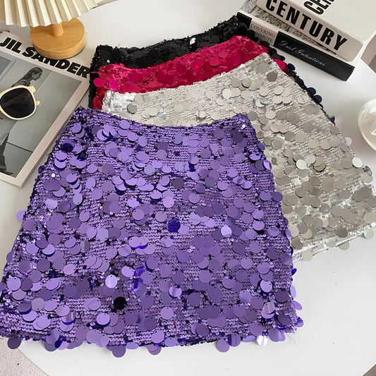 Chunky Sequin Mini Skirt (4 Colors)
