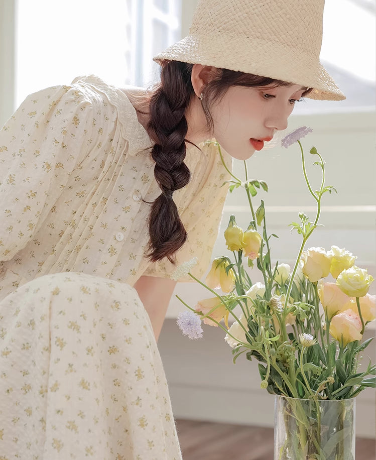 Ditsy Floral Sun Dress (Yellow)