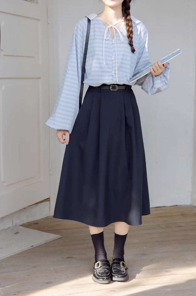 Belted Woven Midi Skirt (2 Colors)