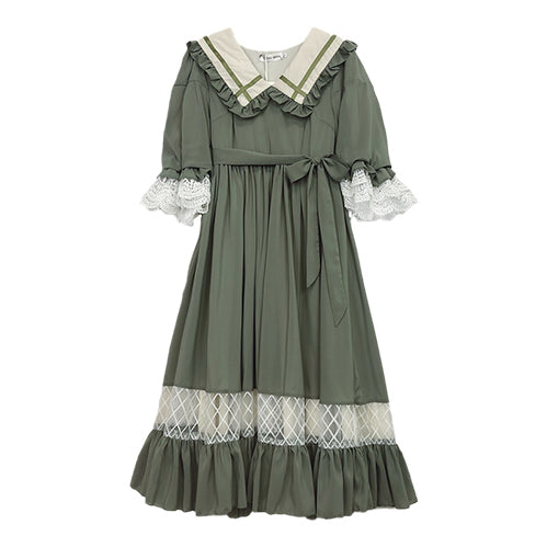 Adventure Peter Pan Collar Dress (Sage)