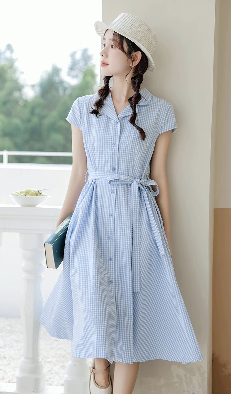 Classic Gingham Shirt Dress (2 Colors)