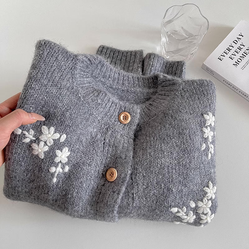 Ditsy Floral Round Neck Cardigan (4 Colors)