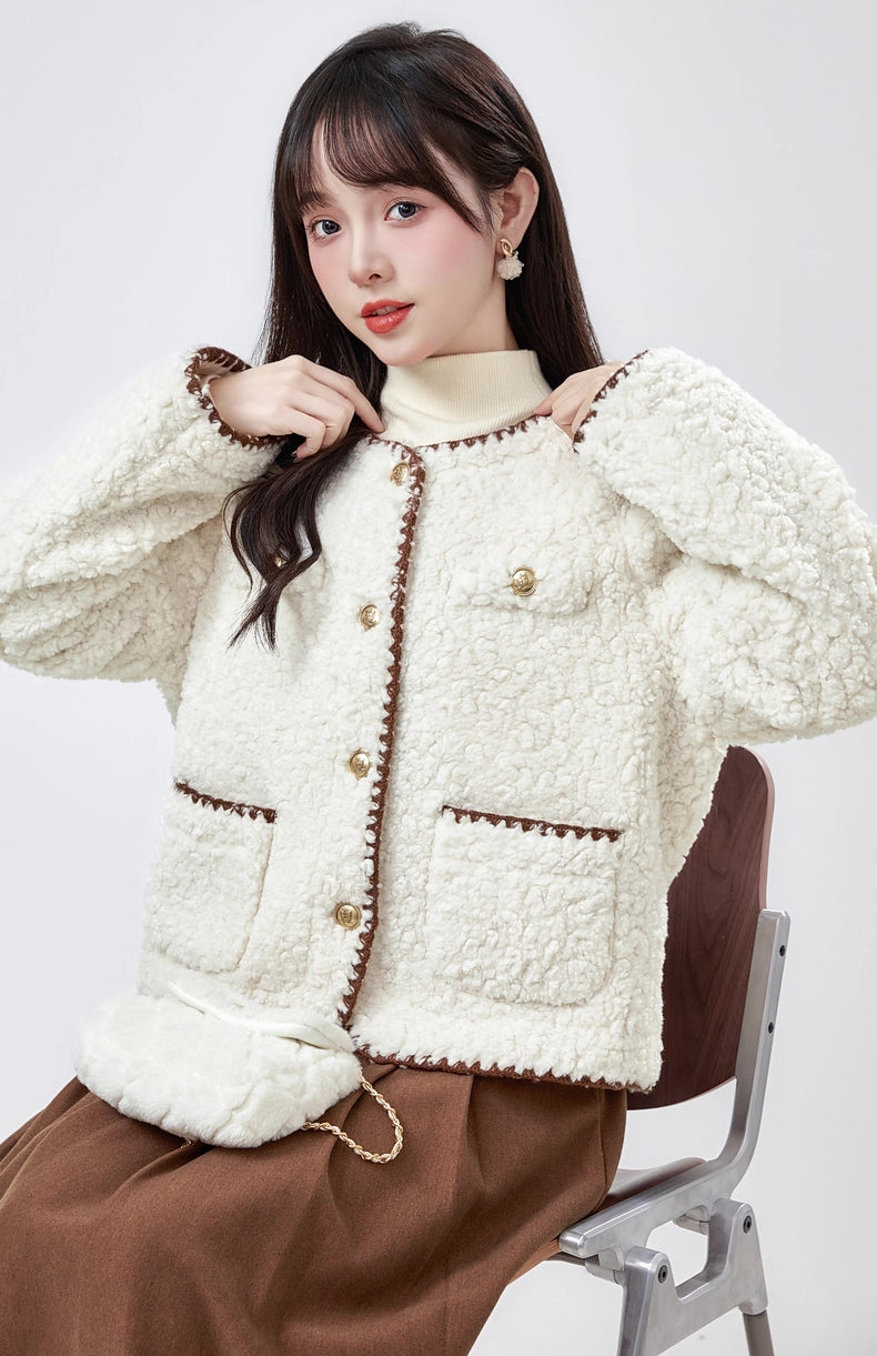 Faux Sherpa Wool Jacket (Cream)