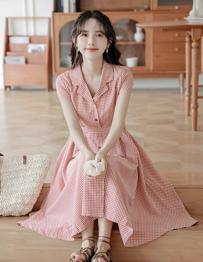 Classic Gingham Shirt Dress (2 Colors)