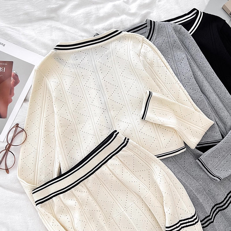 Preppy Stripe 3-Piece Knit Set (3 Colors)