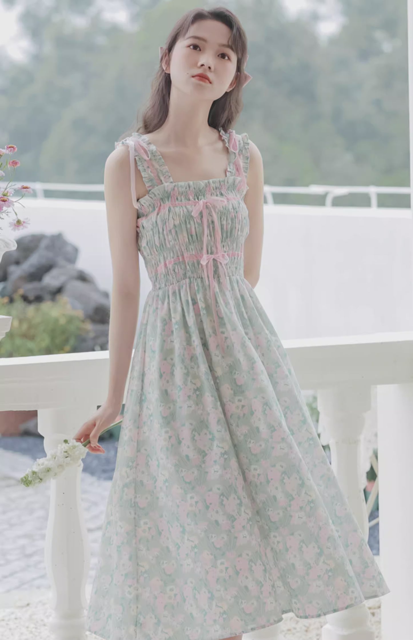 Marshmallow Floral Cami Dress (Mint/Pink)