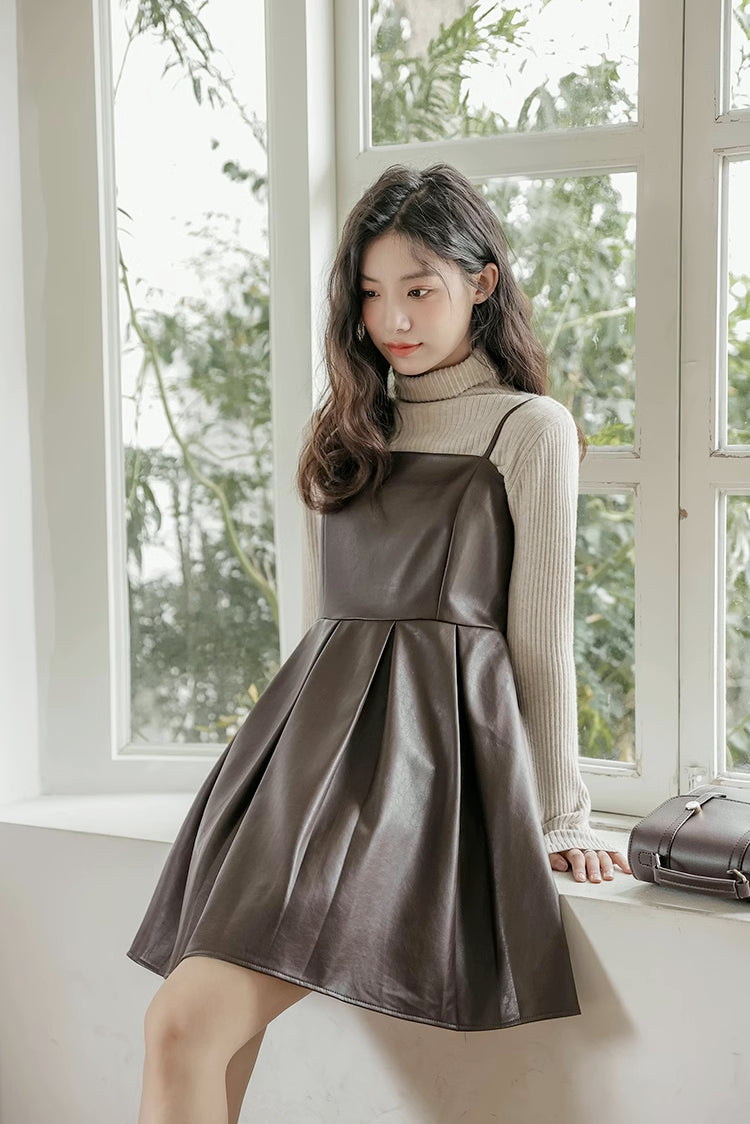 Pleather Mini Cami Dress (2 Colors)