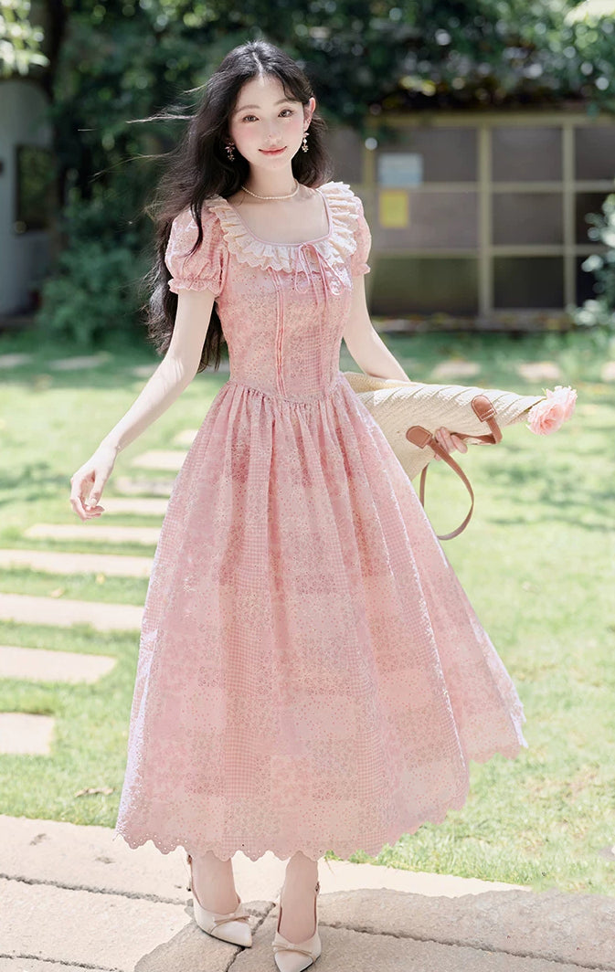 Patchwork Floral Maxi Dress (Pink) XL