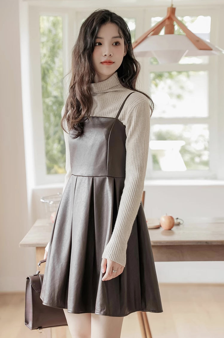 Pleather Mini Cami Dress (2 Colors)