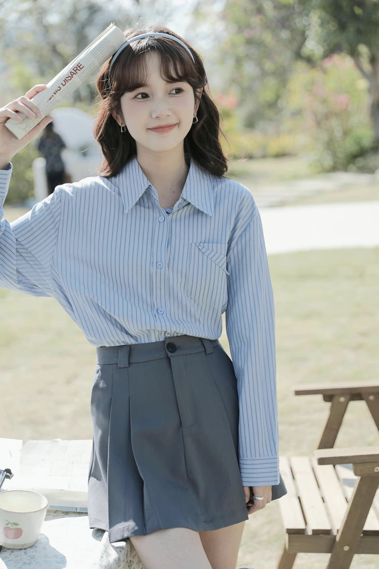 Boyfriend Stripe Button Up Shirt (2 Colors)
