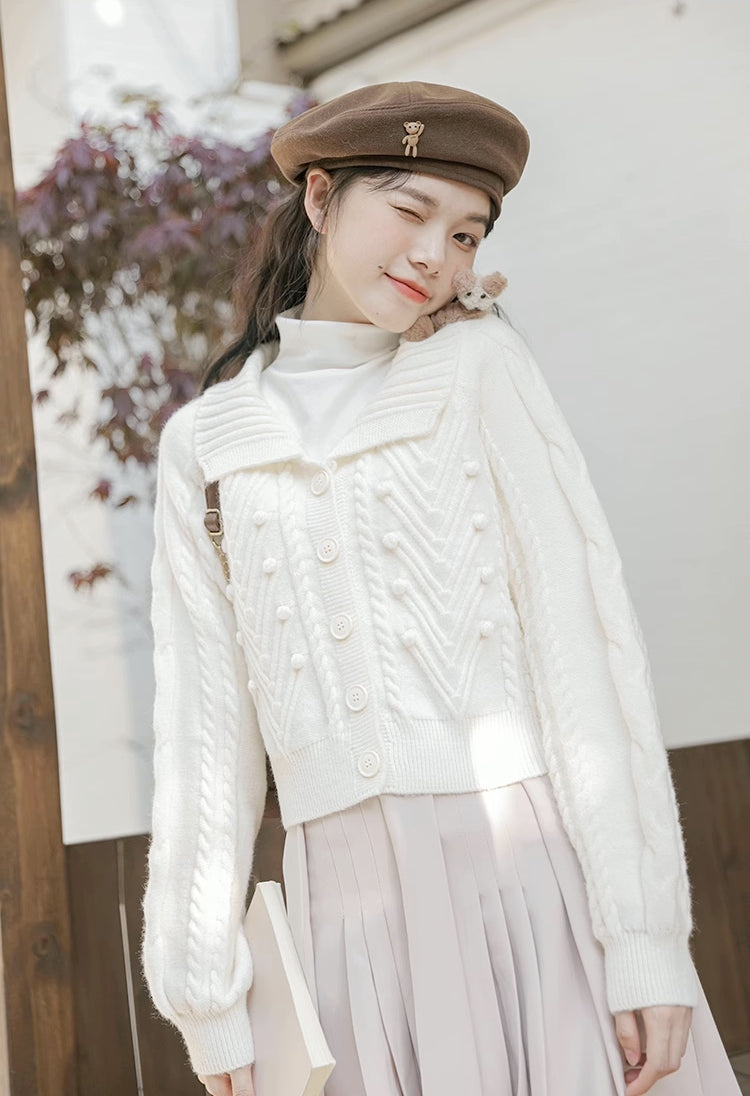 Pom Pom Polo Cardigan (2 Colors)