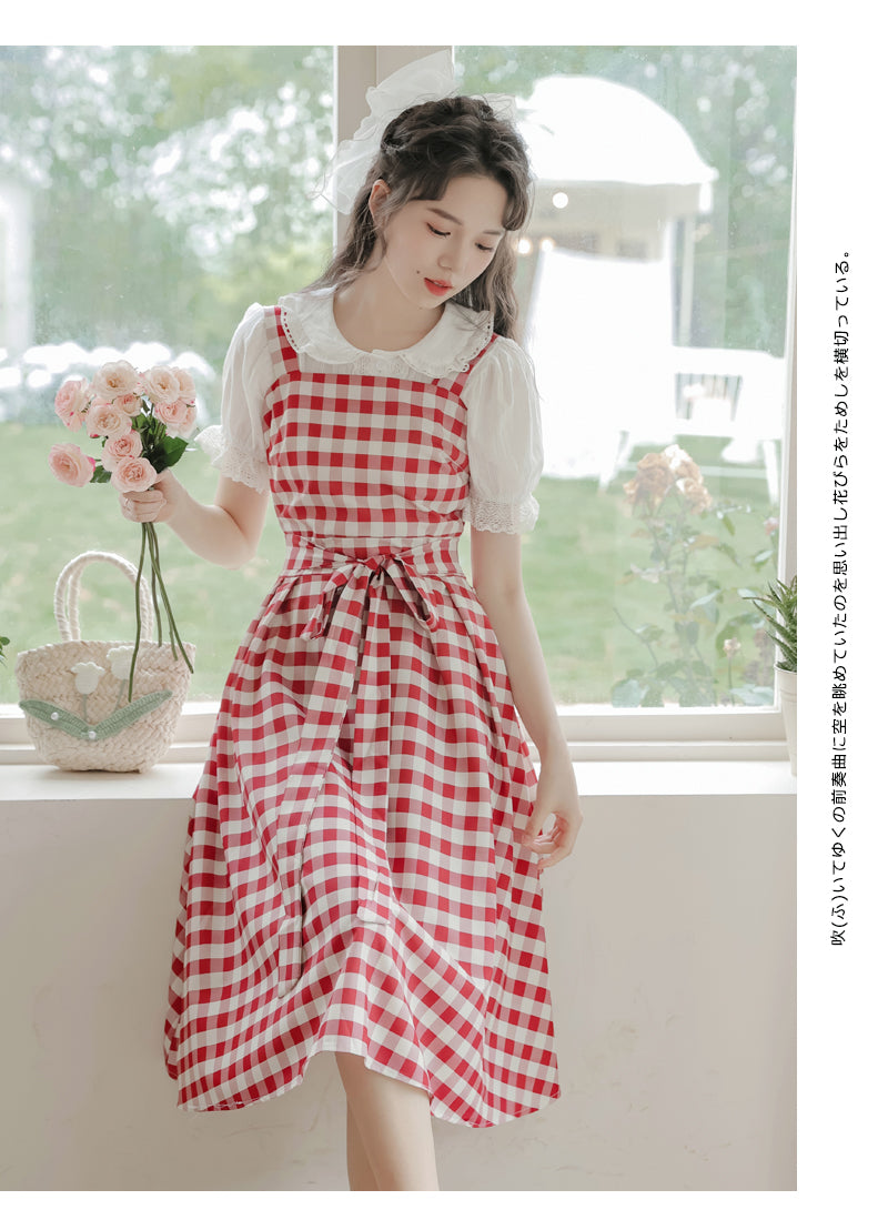 Gingham Picnic Cami Dress (Red)