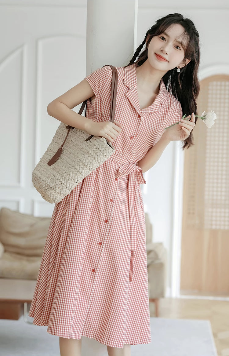 Classic Gingham Shirt Dress (2 Colors)